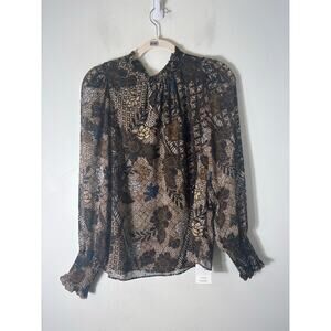 Joi Brown Floral Shirt Long Sleeve XS